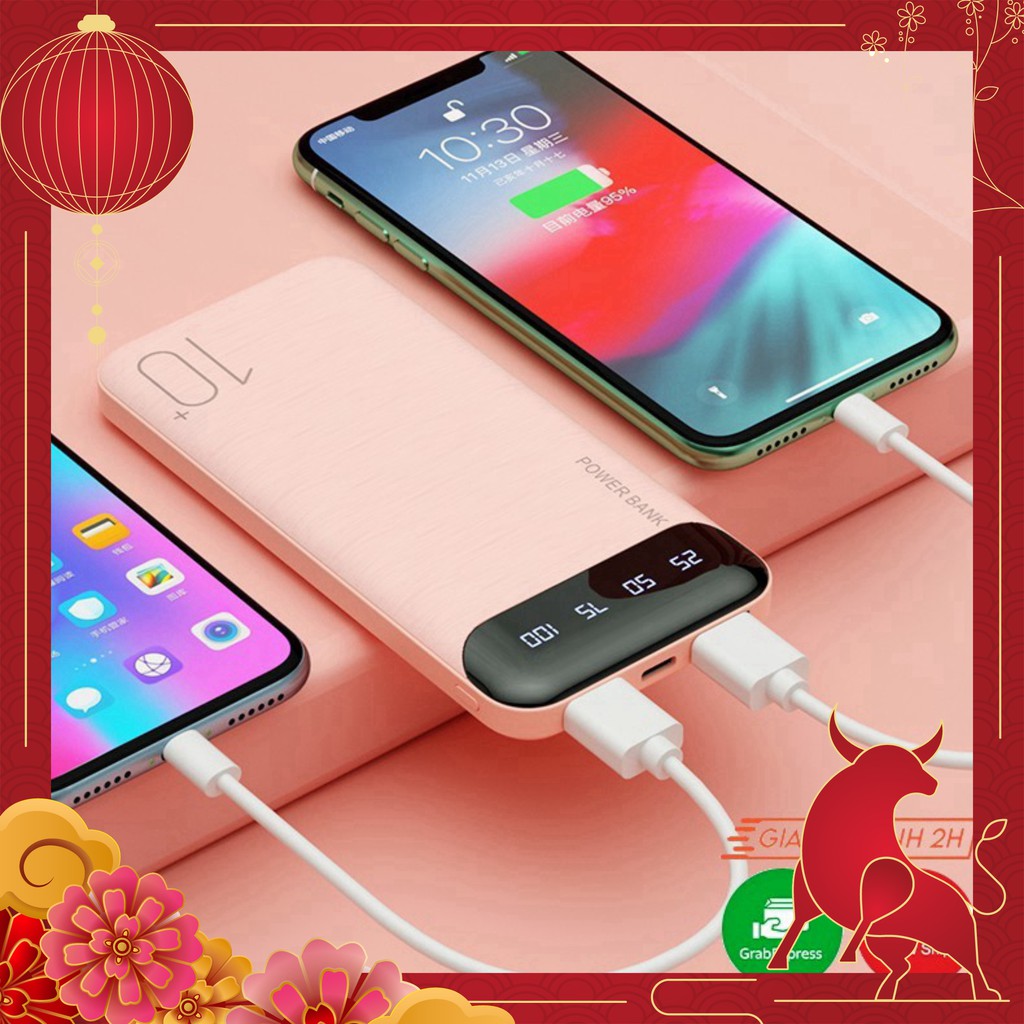Pin dự phòng 10000mAh Remax WP161 cho Samsung, Iphone chính hãng, sạc cùng lúc 2 thiết bị