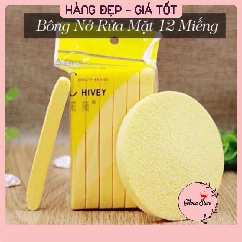 Gói 12 miếng bông mút nở rửa mặt đa năng