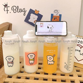 Bình nước thủy tinh chịu nhiệt cao chống rơi có ống hút kiểu Hàn Quốc dễ thương cho nữ sinh