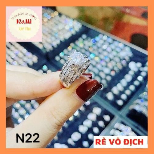 Nhẫn Nữ Đá 💎𝑭𝑹𝑬𝑬𝑺𝑯𝑰𝑷 💎 Nhẫn Nữ Ổ Hạt Chủ 4Li Cao Cấp