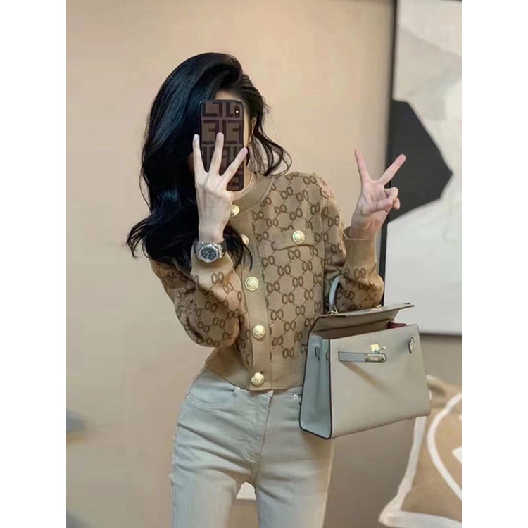 Áo Khoác Cardigan Dệt Kim Dáng Rộng Thời Trang Mùa Thu 2022 Mới Cho Nữ