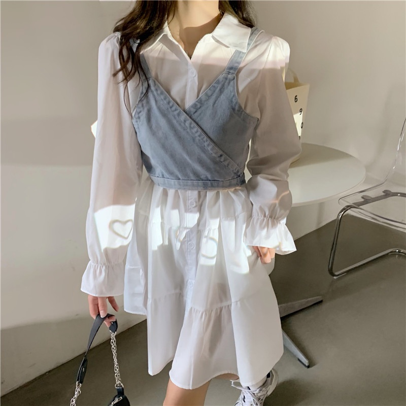 Đầm Trắng Dài Tay Cổ polo Thiết Kế Mới Thời Trang Dành Cho Mùa Hè Thu
