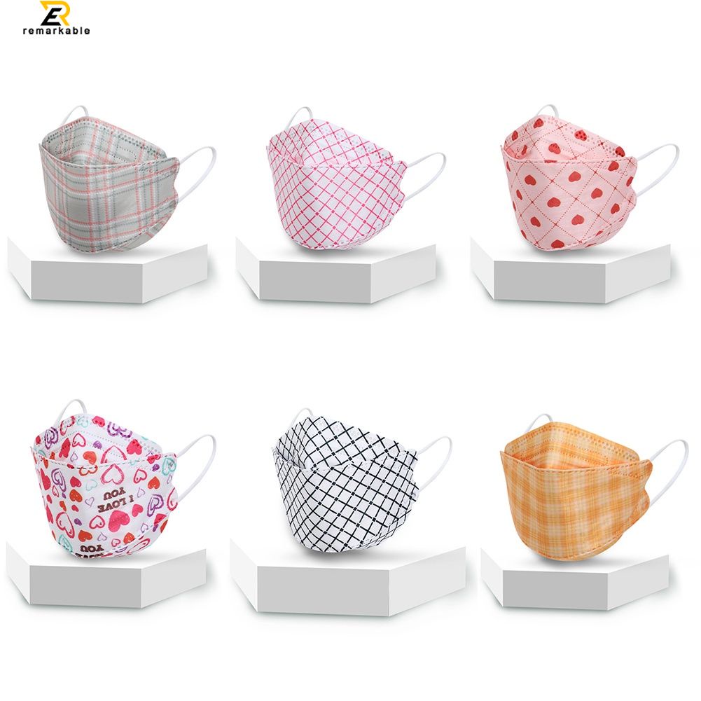 10pcs Màu lưới tình yêu Mặt nạ in bốn lớp liễu lá bảo vệ bụi và Phấn hoa bằng chứng Ba-chiều thoáng khí mặt Nạ Cổ Phiếu Đã Sẵn Sàng