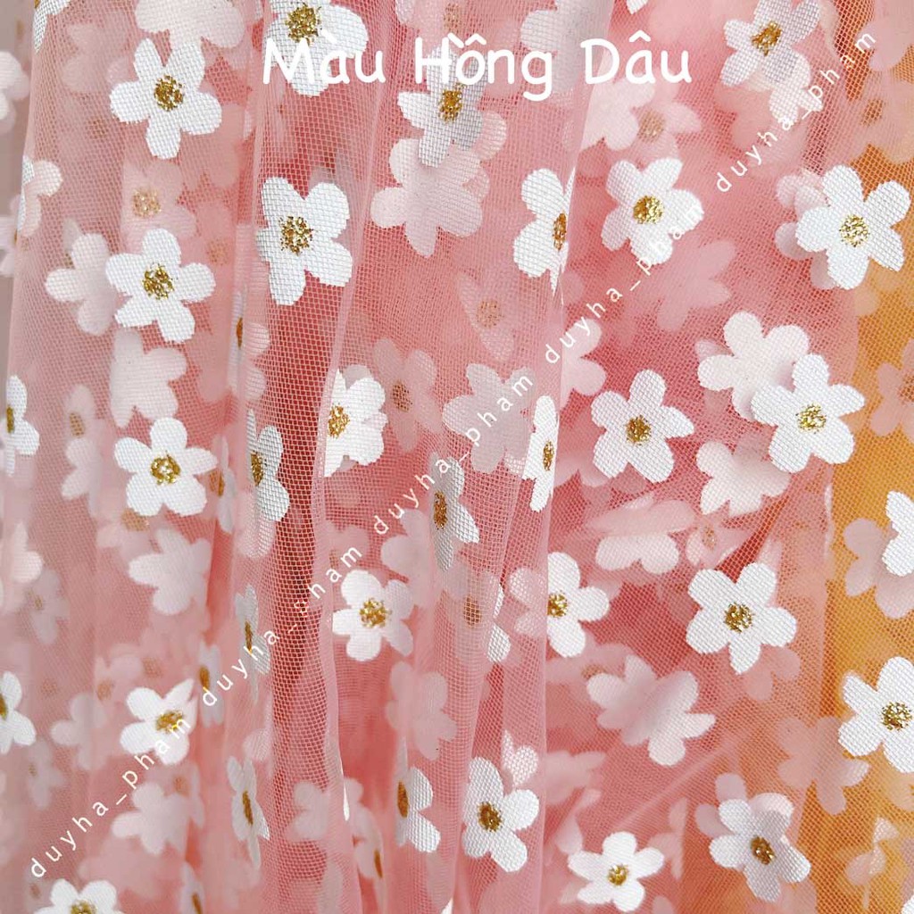 VẢI LƯỚI HOA MAI NHUỴ KIM TUYẾN XIN XẮN