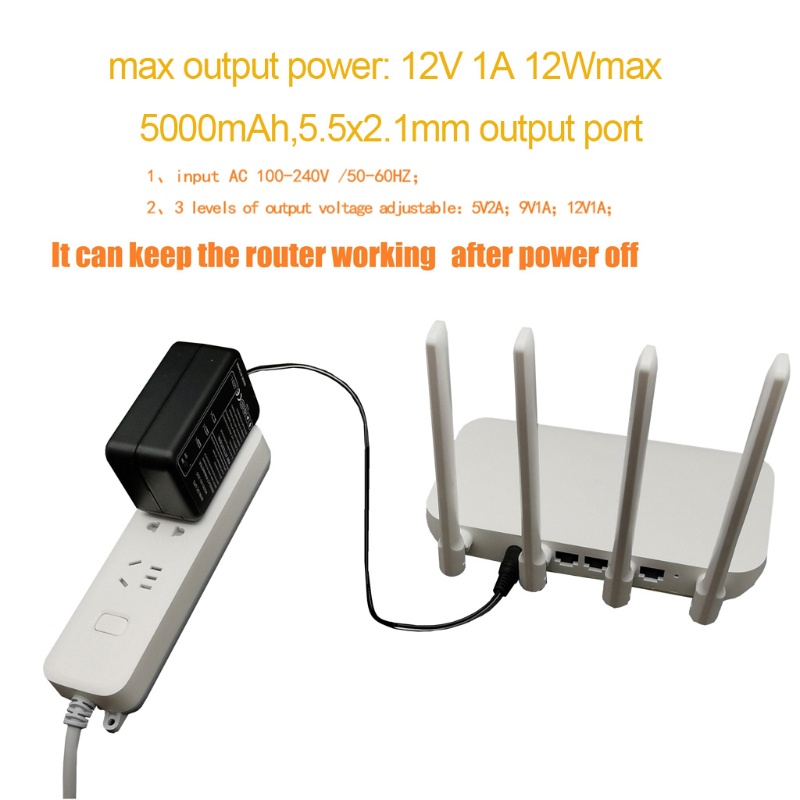 Pin sạc 5000mAh 5V 9V 12V DC UPS cho bộ phát wifi
