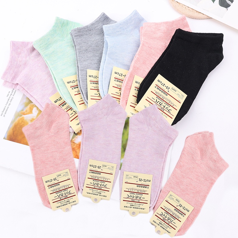 Vớ Cotton Cổ Thấp Mỏng Nhẹ Màu Sắc Ngọt Ngào Thời Trang Mùa Hè Cho Nữ