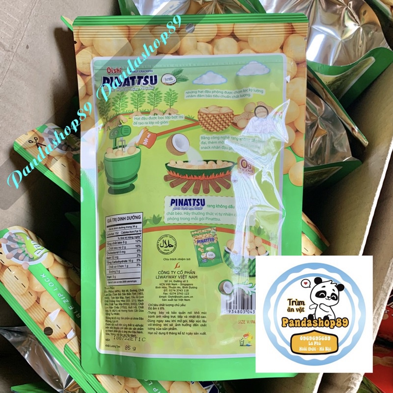 Snack nhân đậu phộng Oishi Pinattsu không chiên (gói 85g)