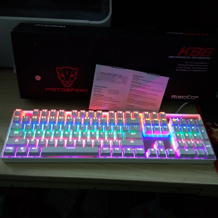 [🚀Giao siêu tốc chọn Grab, NowShip] Bàn phím cơ Motospeed K86 Rainbow Gaming Keyboard (Trắng)