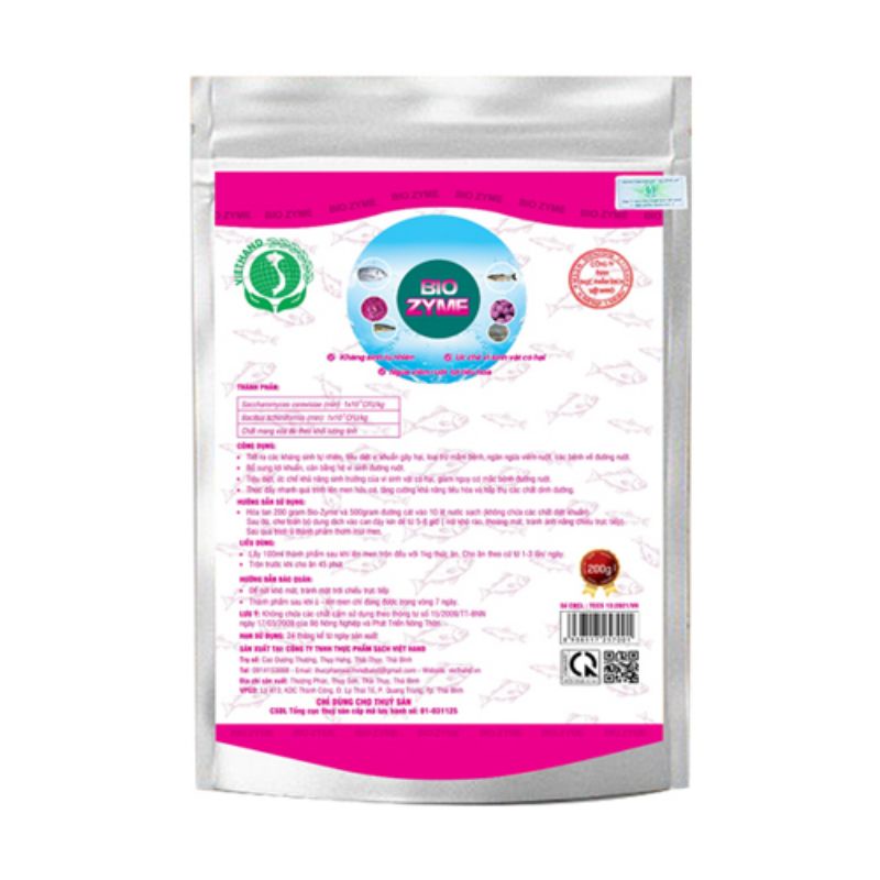 Men Vi Sinh - Phòng Các Bệnh & Khỏe Đường Ruột Cho Cá BIO ZYME VIETHAND gói 200gam