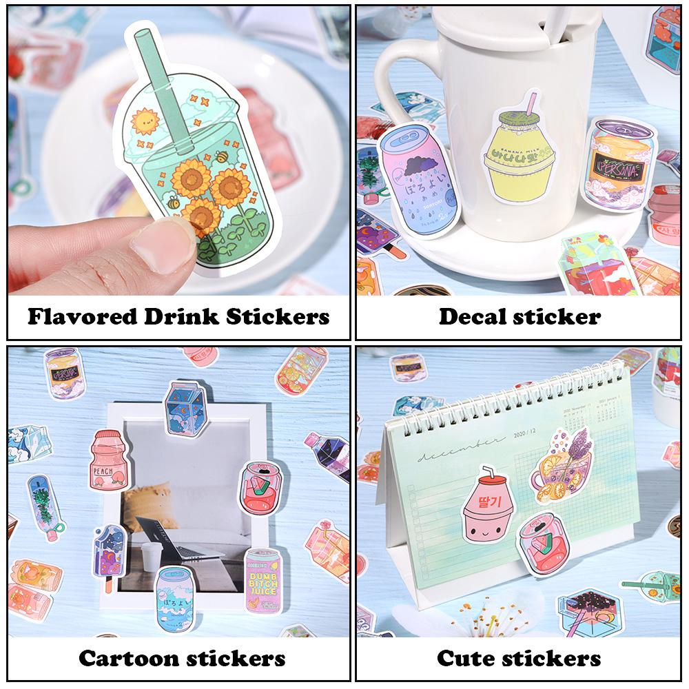 Set 50 Miếng Dán Hình Đồ Uống 50 Kiểu Dùng Trang Trí Độc Đáo Chống Thấm Nước