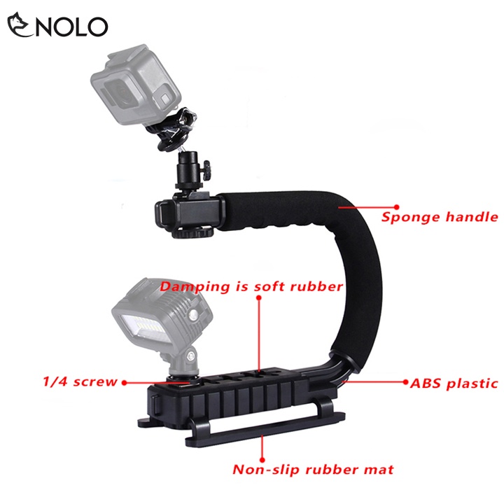 Tay Cầm Chống Rung Gimbal Chữ C Model AY49U Cho Máy Quay Phim Điện Thoại Máy Ảnh Đèn Trợ Sáng Đi Kèm Nhiều Phụ Kiện