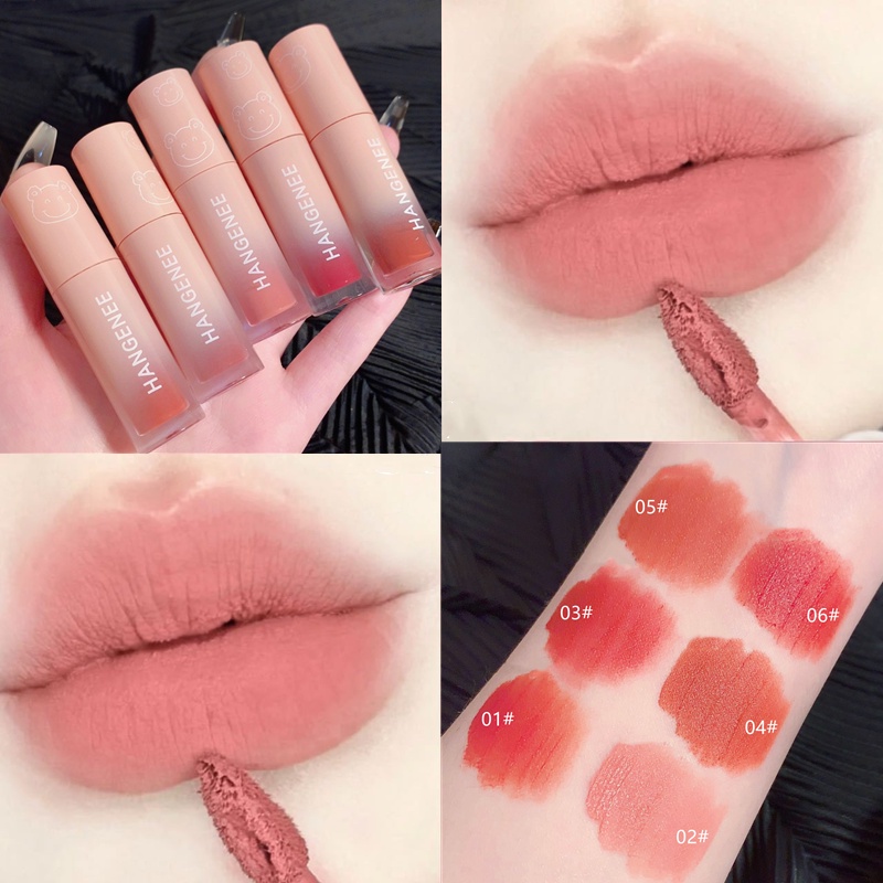 Son kem lì Hangenee dưỡng ẩm mềm môi lâu trôi Mịn Như Nhung Tông Màu Trắng Trơn Trang Điểm Cho Nữ