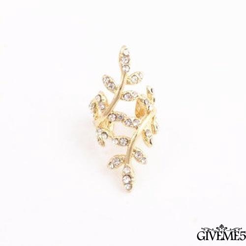 Khuyên tai kẹp đính đá hình lá kiểu kẹp cho nữ