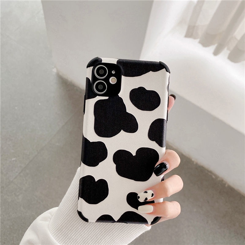 Ốp Điện Thoại Họa Tiết Da Bò Sữa Cho iPhone12 / 13 / 14 Pro max xr / 11 12promax / xsmax 7 / 8p