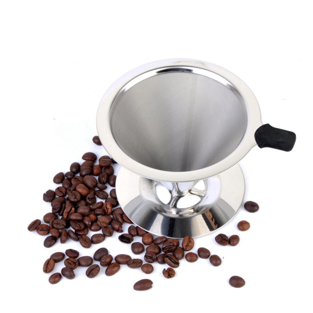 Cốc Lọc Cà Phê Bằng Thép Không Gỉ V60 Thân Thiện Với Môi Trường Kèm Giá Đỡ Hình Nón