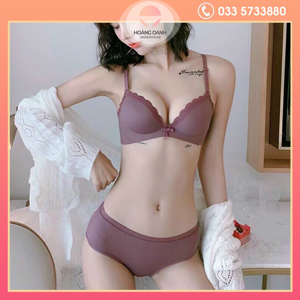 Bộ đồ lót Hoàng Oanh underwear, set nội y cao cấp không gọng viền nơ