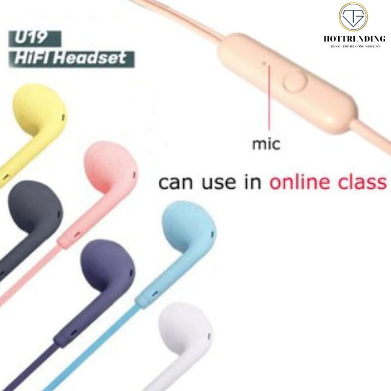 Tai nghe nhét tai U19 tích hợp micro giắc 3.5mm có hộp kiểu dáng thời trang phong cách Vintage