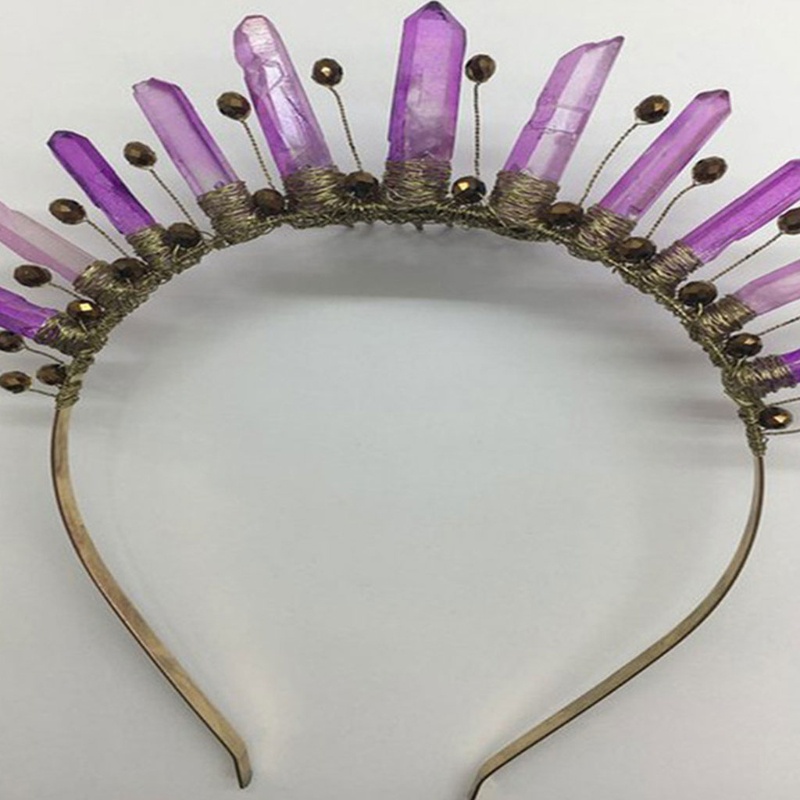 Cài Tóc Hình Vương Miện Đính Hạt Pha Lê Đen Phong Cách Công Chúa Vintage