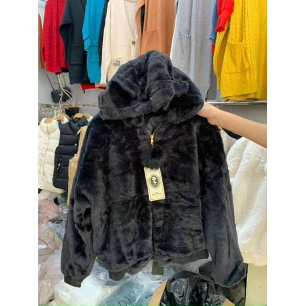 Áo Khoác Lông Gấu Thời Trang Nữ 1 Lớp Lông Vũ siêu Mềm Mượt