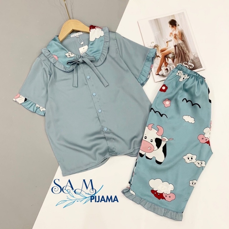 ⚡BÁN LỖ XIN ĐÁNH GIÁ 5 SAO⚡ Đồ ngủ nữ pijama, bộ mặc nhà, chất liệu lụa latin, mềm mịn, thấm mồ hôi, Sam pijama