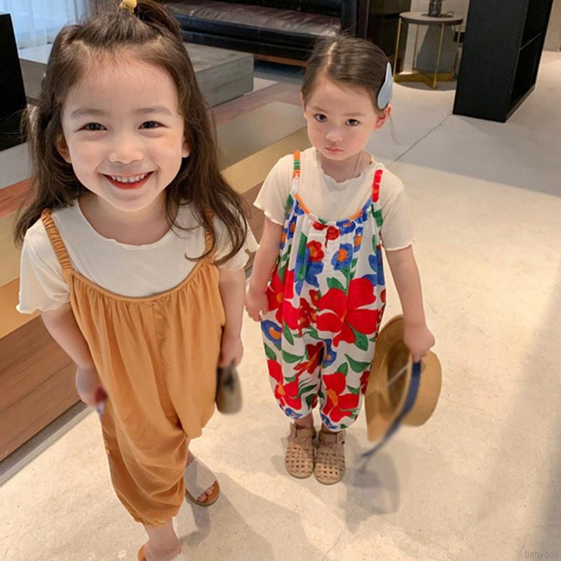 Bộ Áo Liền Quần In Hoa Dễ Thương Thời Trang Mùa Hè Cho Bé Gái 3-8 Tuổi