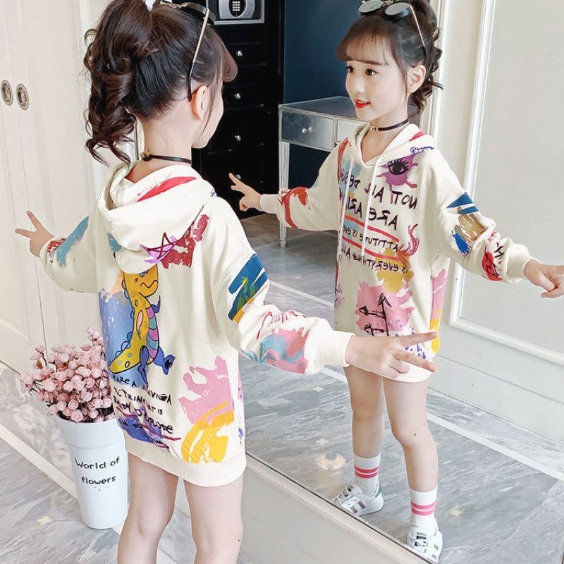 Áo hoodie dài tay độc đáo thời trang xuân thu cho bé gái 2021