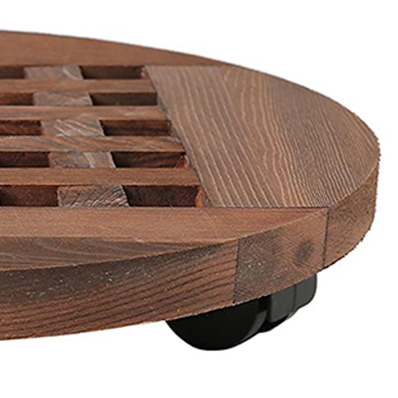 Giá Đỡ Chậu Hoa Bằng Gỗ 25Cm Có Bánh Xe Đẩy Và Bánh Xe Tiện Dụng