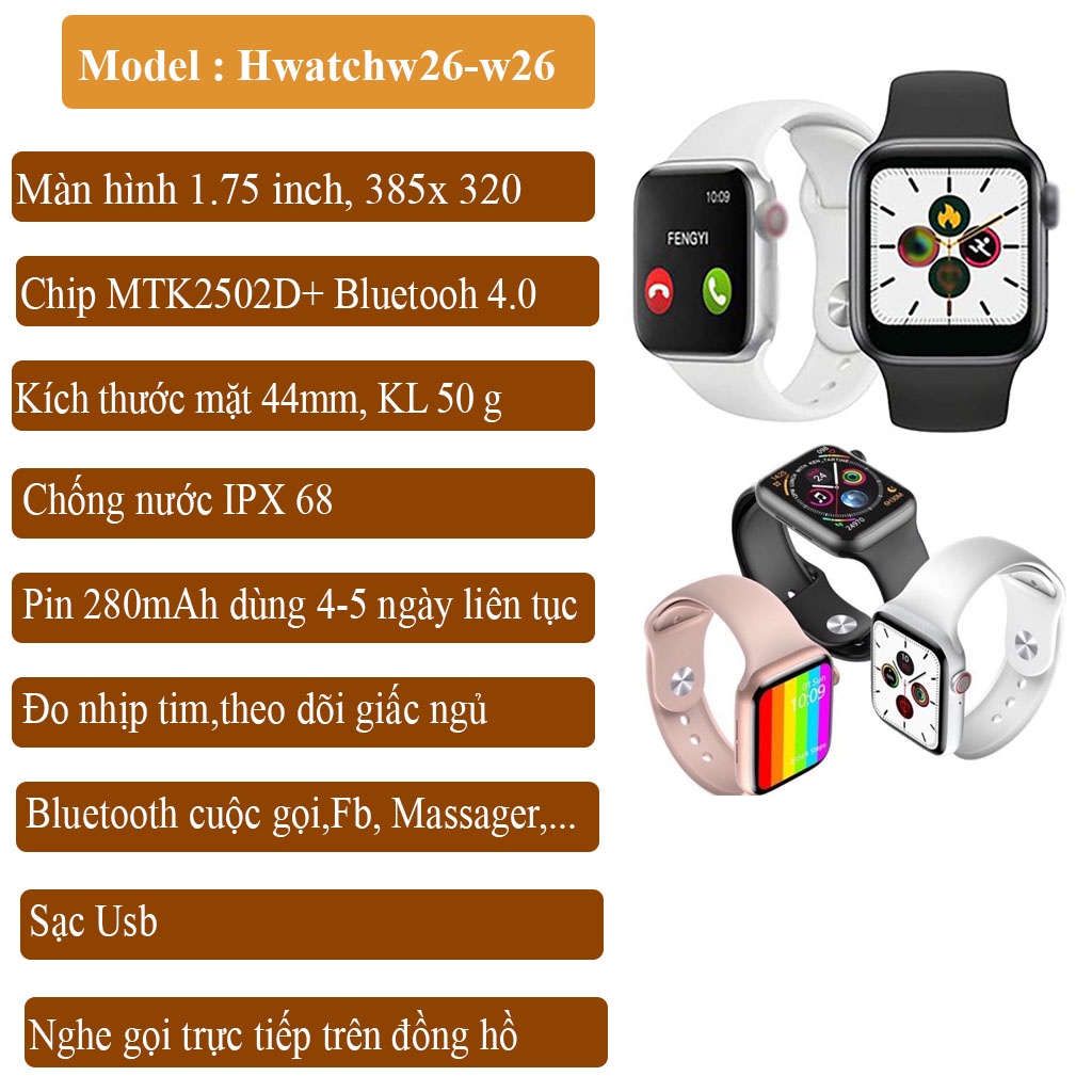 Đồng Hồ Thông Minh Hw12,T500+ Plus Series 6,w26,Smart watch thông minh Nam Nữ Định Vị + Nghe Gọi + Thay nền,Smartwatch