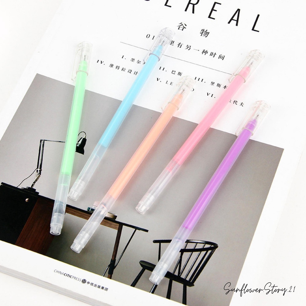 Bộ 9 cây bút mực gel cute nắp đậy dùng để viết calligraphy trang trí sổ dễ thương nét chữ đẹp cao cấp