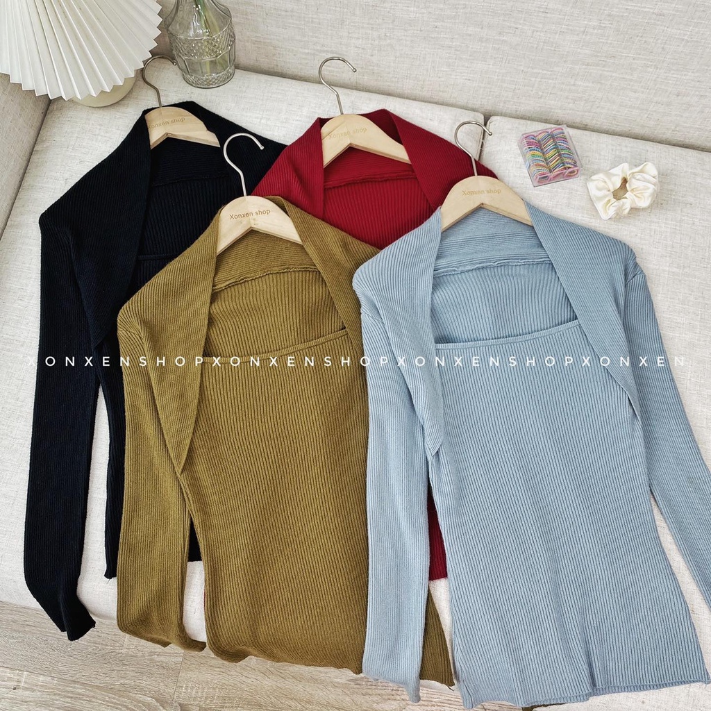 Áo len nữ kiểu XONXEN SHOP QUY NHƠN, áo len cổ vuông đắp vai freesize mã 6618
