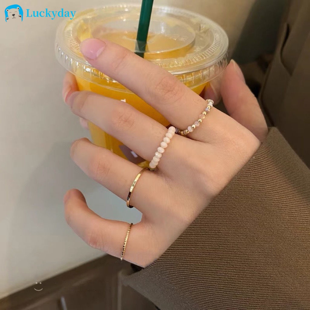Set 4 Nhẫn Đính Ngọc Trai Thời Trang Cho Nữ