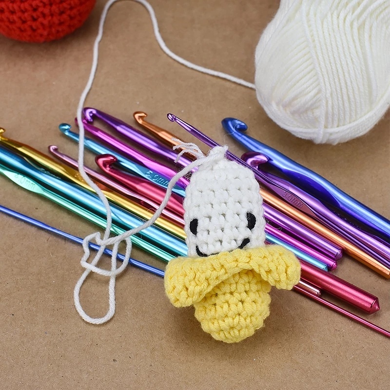 Set 8 kim móc len đơn đầu kim loại nhiều màu sắc