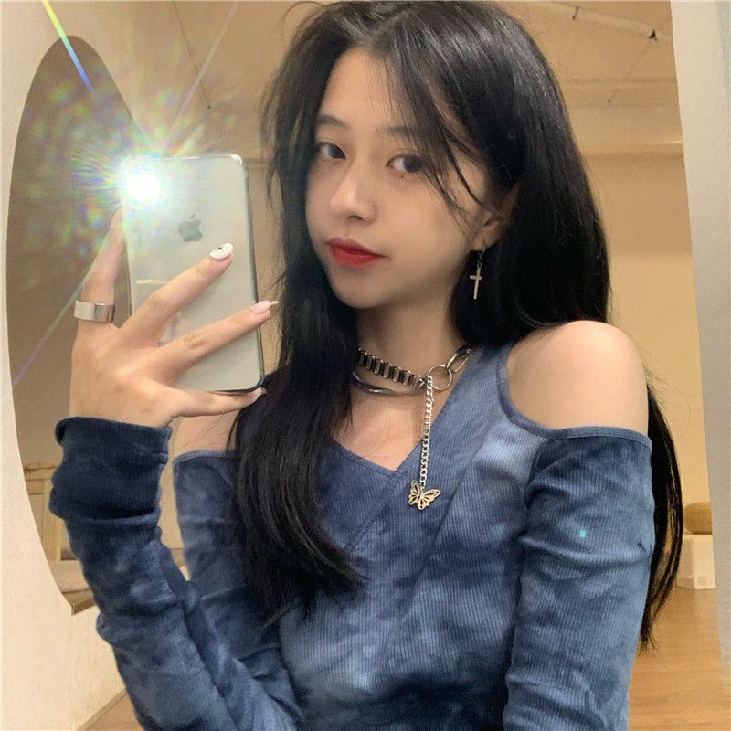 Áo Thun Lửng Tay Dài Nhuộm Màu Thời Trang Mùa Hè Mới Cho Nữ