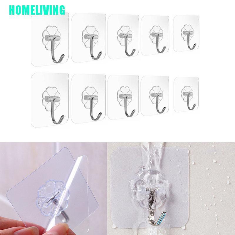 Set 10 Móc Dán Tường Trong Suốt Treo Đồ Tiện Dụng