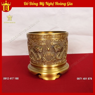 Bát hương bằng đồng vàng nguyên khối đúc hoàn toàn thủ công