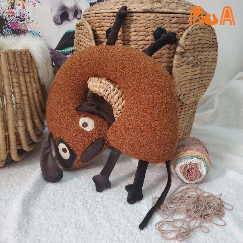 Gối kê cổ hình thú chú chó lông xoắn mềm mại siêu cute DOG-FUR-M01 Ru A
