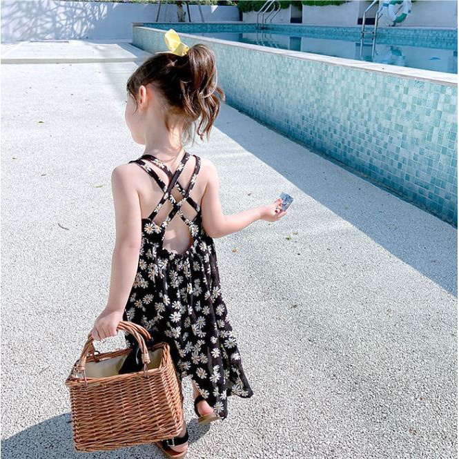 (8-30kg) Váy bé gái hoa cúc AM715 - đầm maxi bé gái đan lưng TTR315 TTN20