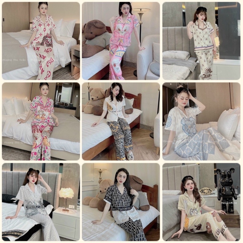 Đồ bộ Pyjama nữ lụa gấm xước tay ngắn hot hit nhiều mẫu xinh❤