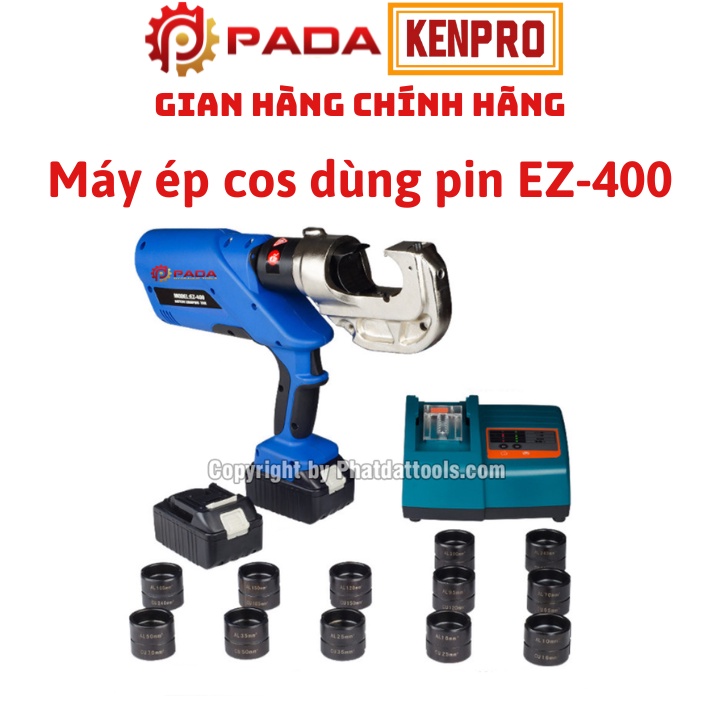 Máy Ép Cos Thủy Lực Chạy Pin EZ400-Hàm ép 16-400mm2-Bảo hành 6 tháng