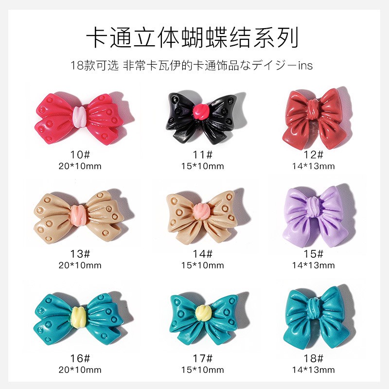 Charm (C337) slime/ Trang Trí/ Làm Nail [Ko Keo &amp; Nút] hình Nơ xinh xắn màu đặc sắc