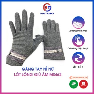 Găng tay nữ bao tay giữ ấm mùa đông lót lông chống lạnh chất nỉ mềm mại thời trang MS462