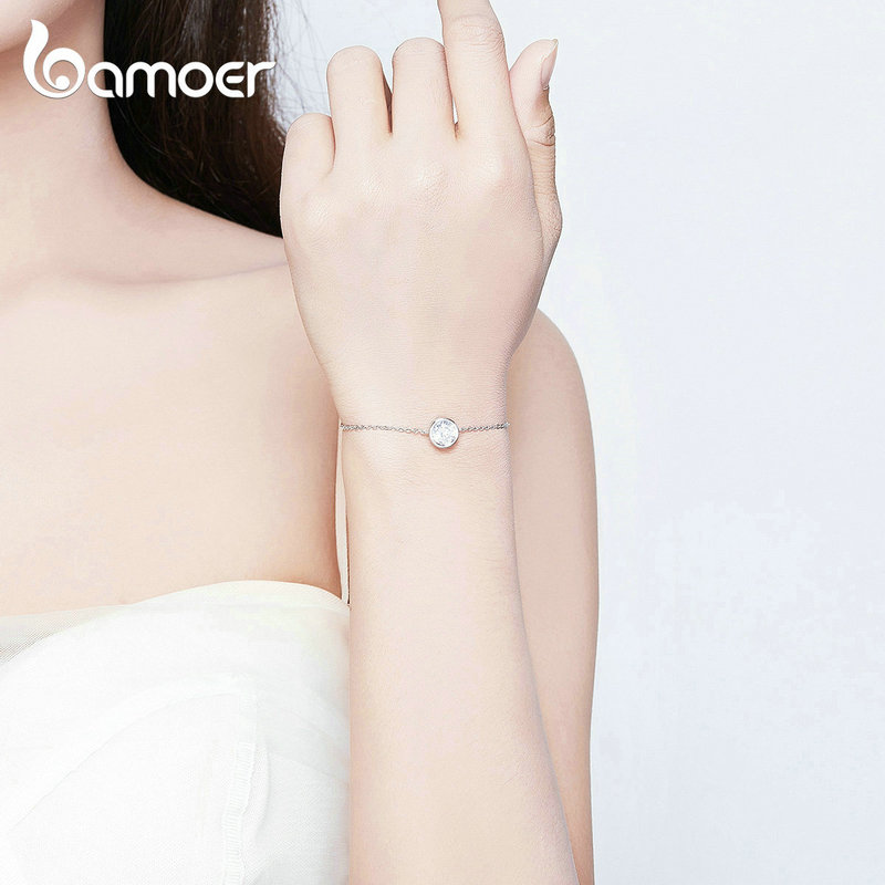 Vòng tay dây xích Bamoer Scb157 bằng bạc 925 dành cho nữ lễ kỉ niệm