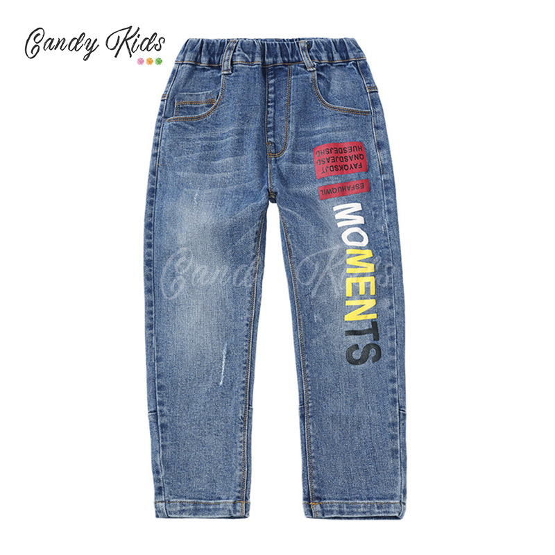 Quần Jeans Lưng Thun Thời Trang Dành Cho Bé Trai 4-14 Tuổi