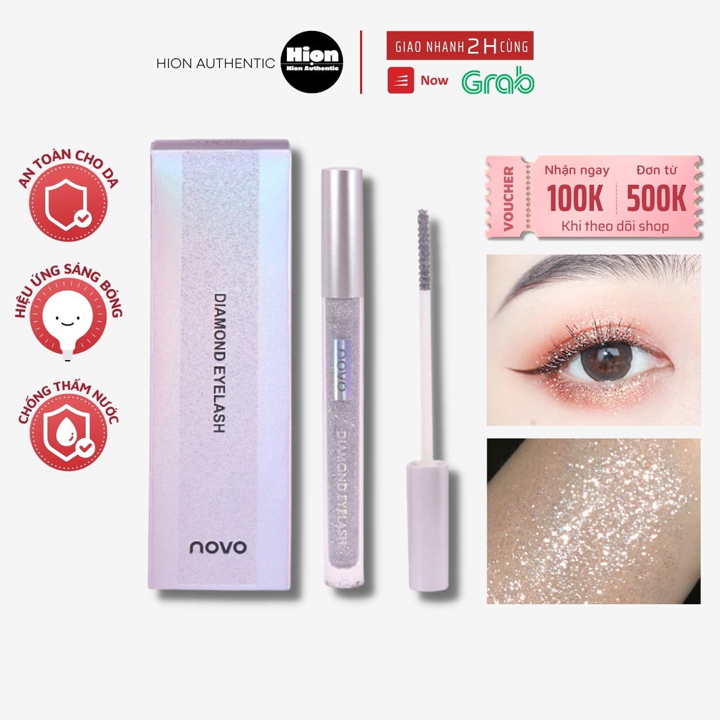 Mascara Chuốt  Mi ,chuốt lông mày làm dày và cong dày có Nhũ Kim Tuyến Lấp Lánh - Novo Diamond Glitter Mascara | BigBuy360 - bigbuy360.vn