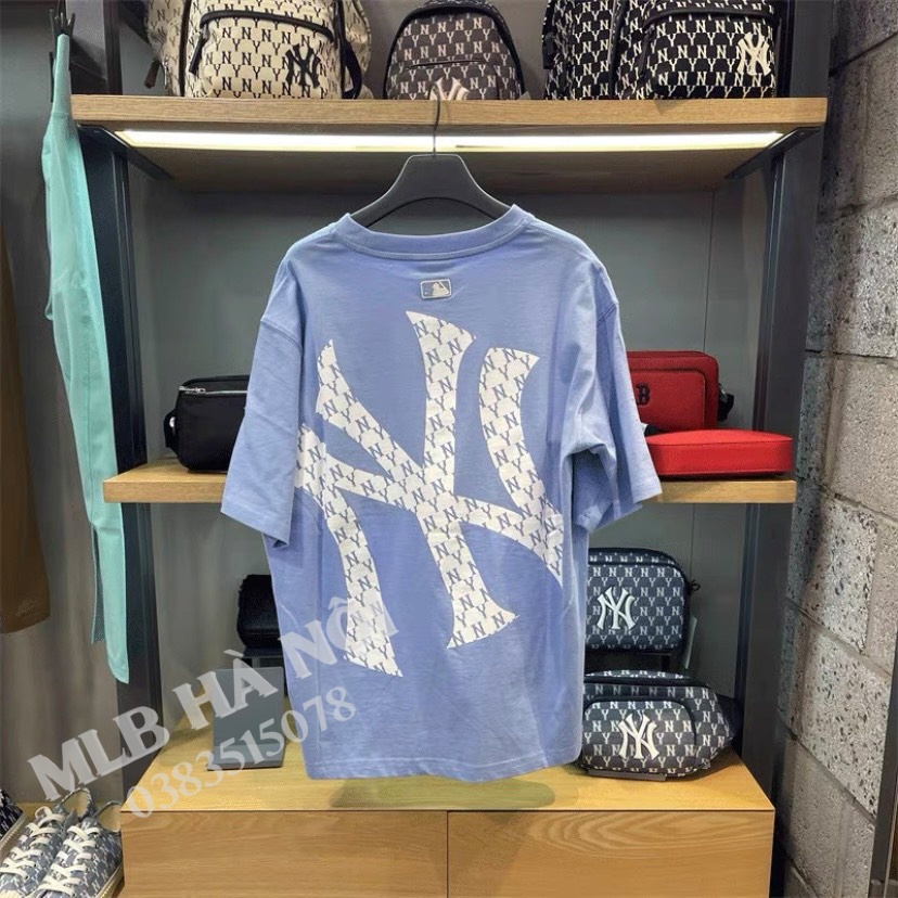 Áo Thun tay ngắn Áo phông cộc tay nam nữ unisex chính hãng MLB Monogram Mega Logo NY Black T-Shirt Hàn Quốc