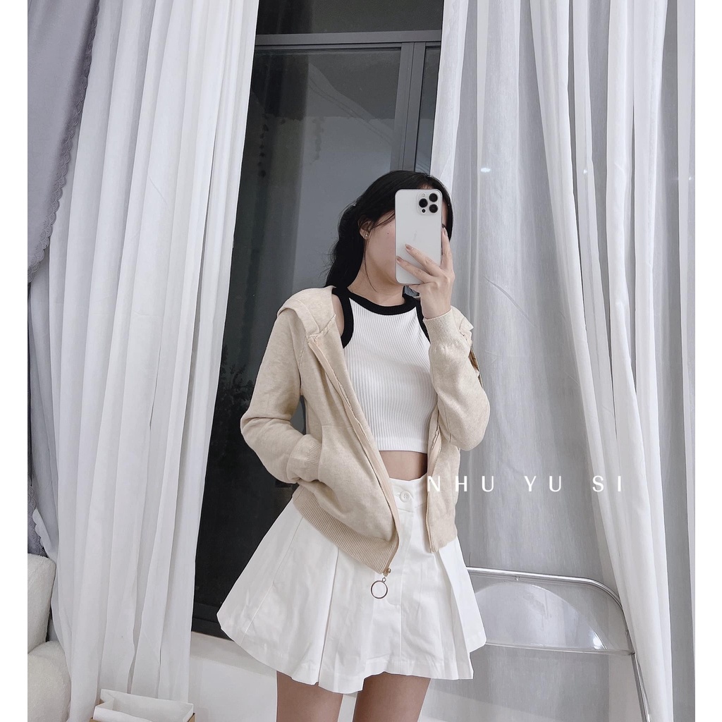 Khoác Len Trơn day kéo tròn