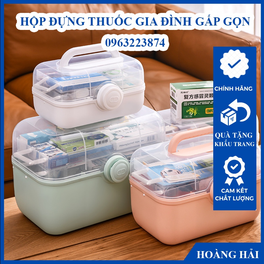 Hộp Đựng Thuốc Gia Đình 3 Tầng Hộp Y Tế Phân Loại Thuốc, Cỡ Lớn Siêu Tiện Dụng