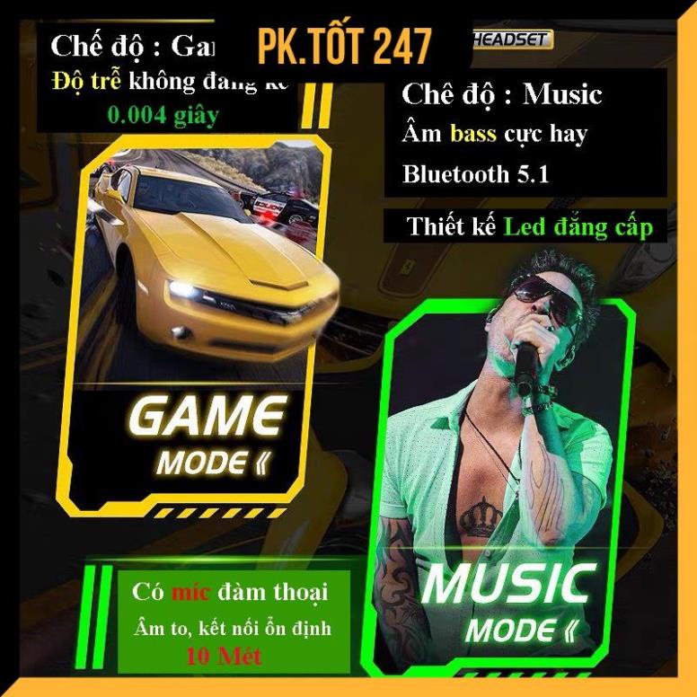 Tai Nghe Chơi Game Gaming K86 , Tai Nghe Gaming Bluetooth 5.1 TWS  Không Dây - Có Mic - Độ Trễ Cực T