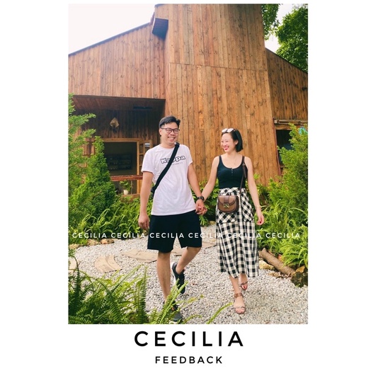 Chân váy chữ A thiết kế CICI skirt By CECILIA họa tiết kẻ caro đen trắng, có lớp lót, kéo khoá sau, dài 70cm qua gối