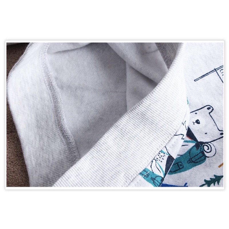 Áo thun dài tay bé trai HM 1-10 tuổi   Áo phông cotton 2 lớp nỉ bông 0122